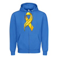 True Royal Childhood Cancer Ribbon with Feather Zipper Hoodie - texasbilliewilder