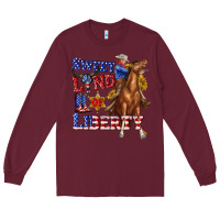 Burgundy western sweet land of liberty 4th july billie wilder Long Sleeve Tee - texasbilliewilder