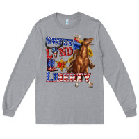 Heather Grey western sweet land of liberty 4th july billie wilder Long Sleeve Tee - texasbilliewilder