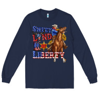 Navy western sweet land of liberty 4th july billie wilder Long Sleeve Tee - texasbilliewilder