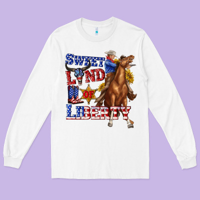 Long Sleeve Tee western sweet land of liberty 4th july billie wilder