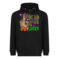 Black mardi gras dead inside but lucky  with skeleton Heavyweight Hoodie - AdoDesignShop
