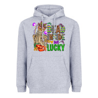 Heather Grey mardi gras dead inside but lucky  with skeleton Heavyweight Hoodie - AdoDesignShop