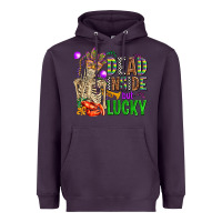 Plum mardi gras dead inside but lucky  with skeleton Heavyweight Hoodie - AdoDesignShop