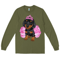 Army Green balerina dachshund with tutu Long Sleeve Tee - RanaPortraitStore