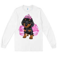 White balerina dachshund with tutu Long Sleeve Tee - RanaPortraitStore