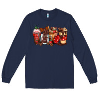 Navy hot chocolate coffee cups Long Sleeve Tee - Zillion Design Studio