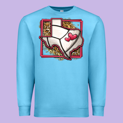 Leopard Volleyball Texas Map Premium Sweatshirt Designed By Jasminsmagicworld