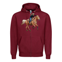 Burgundy horse body with cowgirl Zipper Hoodie - RanaPortraitStore