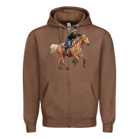 Chestnut horse body with cowgirl Zipper Hoodie - RanaPortraitStore