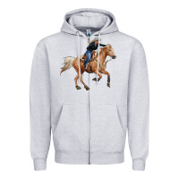 Heather Grey horse body with cowgirl Zipper Hoodie - RanaPortraitStore