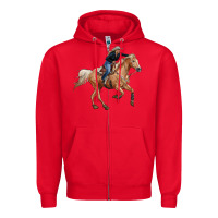 Red horse body with cowgirl Zipper Hoodie - RanaPortraitStore