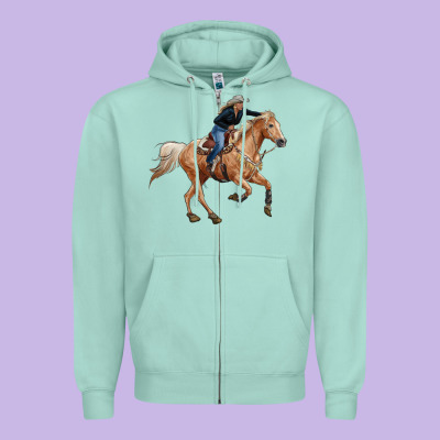 Horse Body With Cowgirl Zipper Hoodie Designed By Ranaportraitstore
