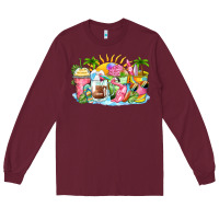 Burgundy beach summer coffee cups Long Sleeve Tee - Zillion Design Studio