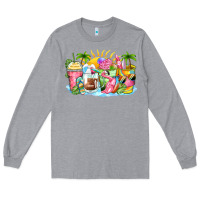 Heather Grey beach summer coffee cups Long Sleeve Tee - Zillion Design Studio