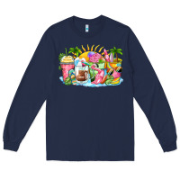 Navy beach summer coffee cups Long Sleeve Tee - Zillion Design Studio