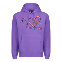Purple nurse heart Premium Hoodie - MaliasSmallBusiness