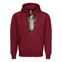 Burgundy horse head Zipper Hoodie - RanaPortraitStore