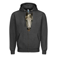 Charcoal Heather horse head Zipper Hoodie - RanaPortraitStore