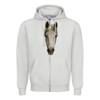 Dove Grey horse head Zipper Hoodie - RanaPortraitStore