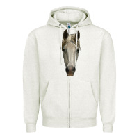 Oatmeal Heather horse head Zipper Hoodie - RanaPortraitStore