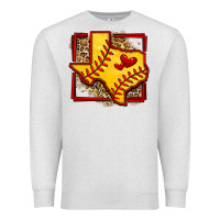 Oatmeal Heather leopard softball texas map Premium Sweatshirt - Jasminsmagicworld