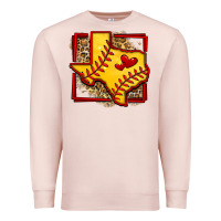 Pale Pink leopard softball texas map Premium Sweatshirt - Jasminsmagicworld