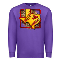 Purple leopard softball texas map Premium Sweatshirt - Jasminsmagicworld
