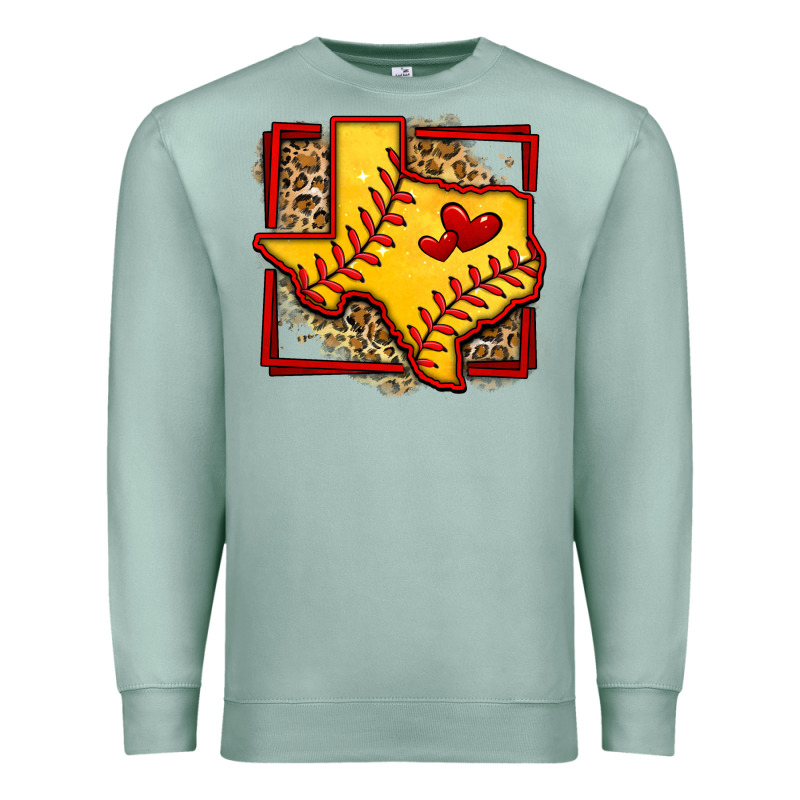 Leopard Softball Texas Map Premium Sweatshirt by Jasminsmagicworld | Teevron