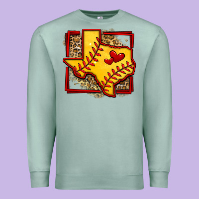 Leopard Softball Texas Map Premium Sweatshirt Designed By Jasminsmagicworld