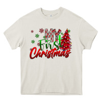 Cream my first Christmas Heavy Core Tee - CowhideDigitalArt