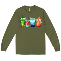 Army Green tea junkie coffee cups Long Sleeve Tee - Zillion Design Studio