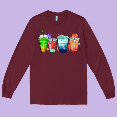 Long Sleeve Tee tea junkie coffee cups
