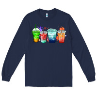 Navy tea junkie coffee cups Long Sleeve Tee - Zillion Design Studio