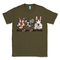 Army Green peace love bull terrier Classic Tee - RanaPortraitStore