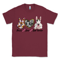 Burgundy peace love bull terrier Classic Tee - RanaPortraitStore