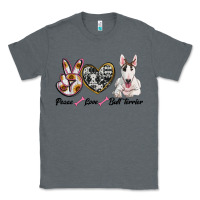 Charcoal Heather peace love bull terrier Classic Tee - RanaPortraitStore