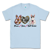 Dusty Blue peace love bull terrier Classic Tee - RanaPortraitStore