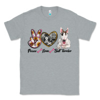 Heather Grey peace love bull terrier Classic Tee - RanaPortraitStore