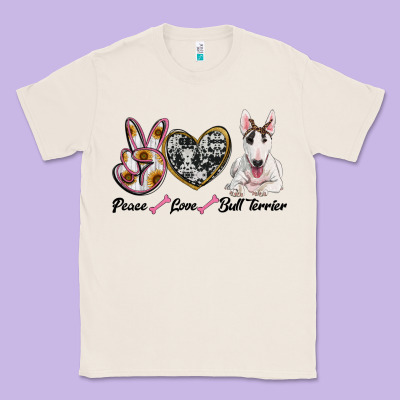 Peace Love Bull Terrier Classic Tee Designed By Ranaportraitstore