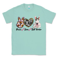 Seafoam peace love bull terrier Classic Tee - RanaPortraitStore