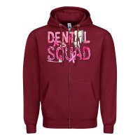 Burgundy Dental Squad with Teeth Zipper Hoodie - texasbilliewilder