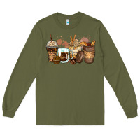 Army Green leopard coffee cups Long Sleeve Tee - Zillion Design Studio