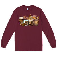 Burgundy leopard coffee cups Long Sleeve Tee - Zillion Design Studio