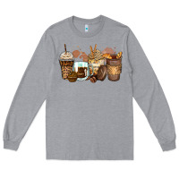 Heather Grey leopard coffee cups Long Sleeve Tee - Zillion Design Studio