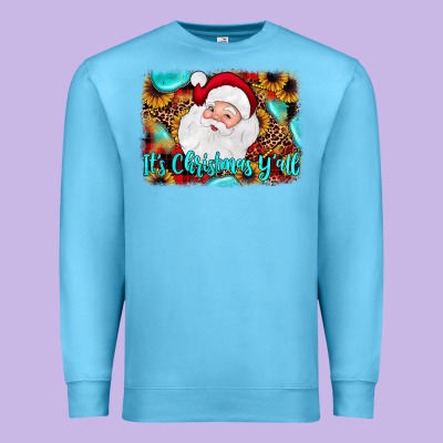 It's Christmas Y'all Background Premium Sweatshirt Designed By Jahusdesignshop