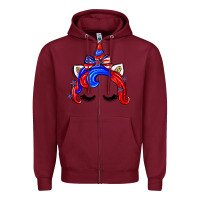 Burgundy 4th of july unicorn Zipper Hoodie - Zillion Design Studio