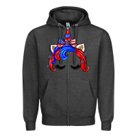 Charcoal Heather 4th of july unicorn Zipper Hoodie - Zillion Design Studio