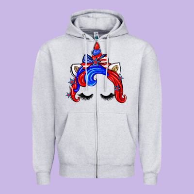 4th Of July Unicorn Zipper Hoodie Designed By Zillion Design Studio