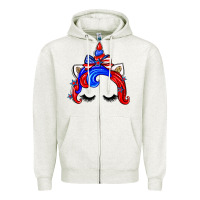 Oatmeal Heather 4th of july unicorn Zipper Hoodie - Zillion Design Studio